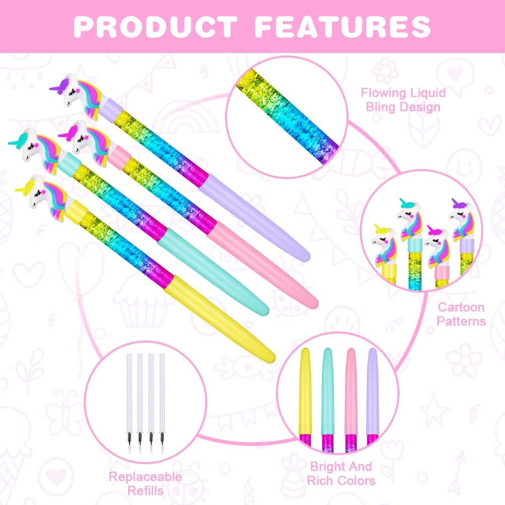 Stylo Licorne à Sable 4pcs - Kawaii – Image 3