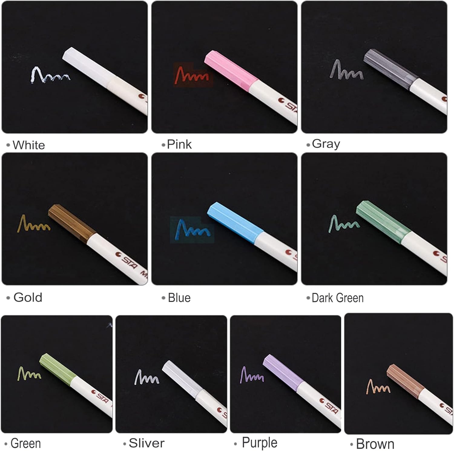 Feutres Métalliques Pailletés - 10 Couleurs – Image 7