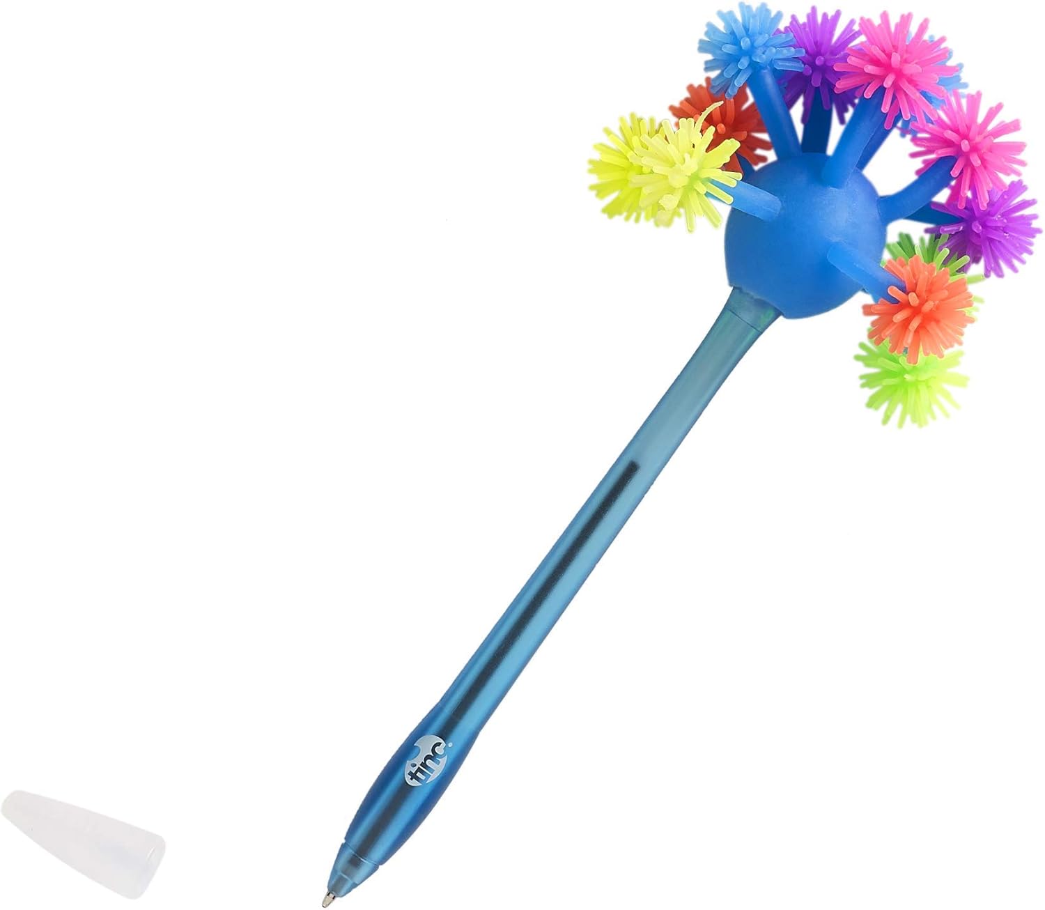 Stylo LED Fantaisie avec Pompon Bleu – Image 3