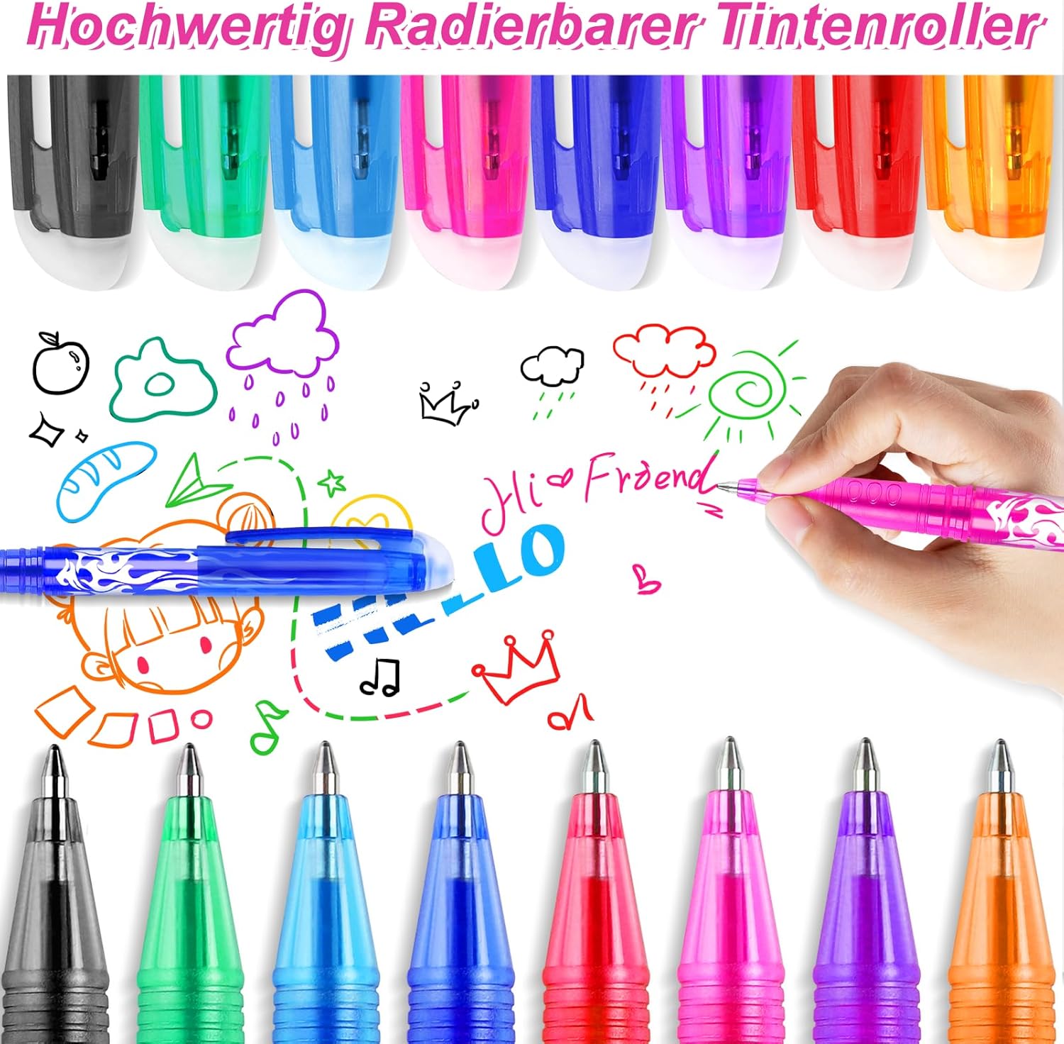 Stylos Effaçables DOMAXWILL - 8 Couleurs Gel – Image 5