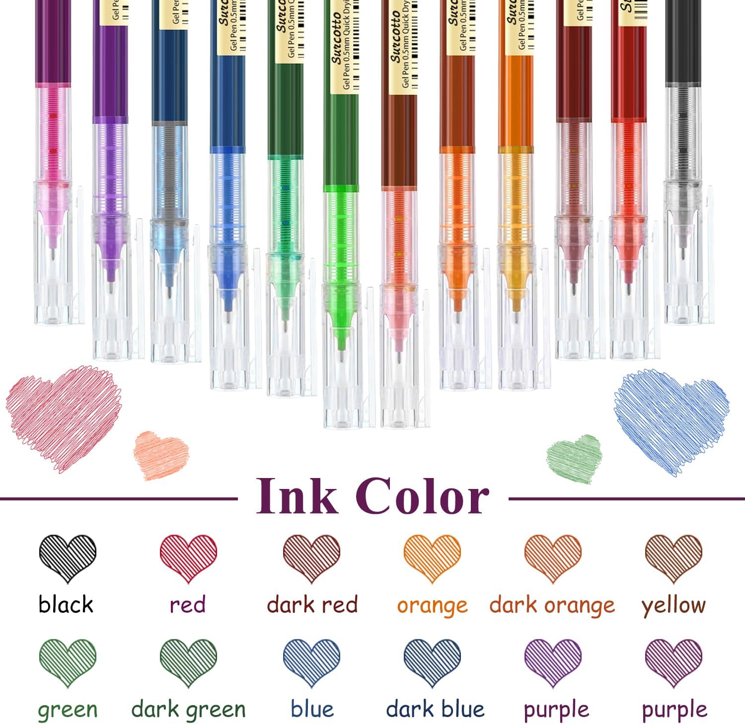 Lot de 12 Stylos Gel Ultra-Fins Multicolores – Image 3