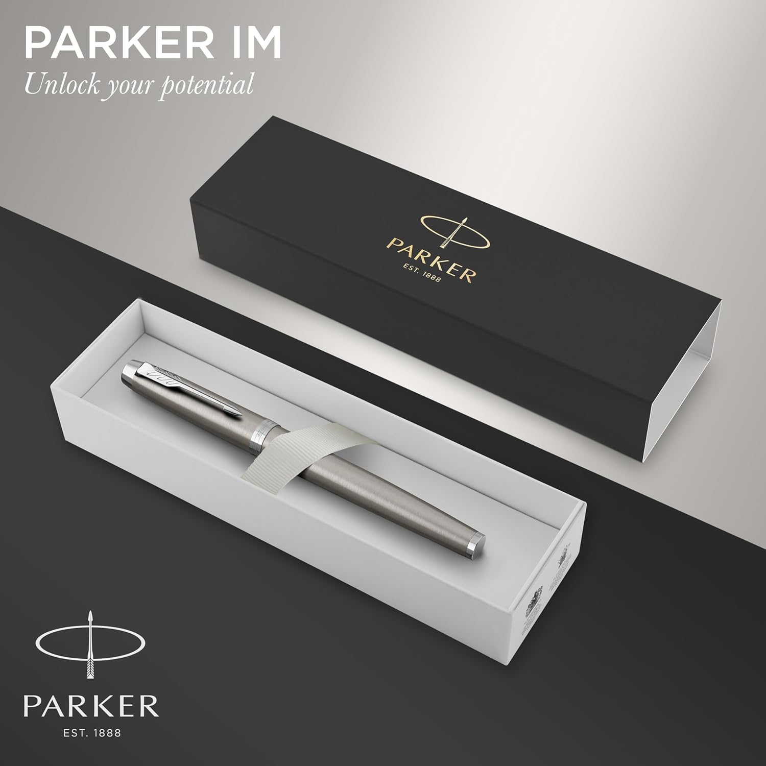 Stylo Roller Parker IM - Acier Inox, Finitions Chrome – Image 2