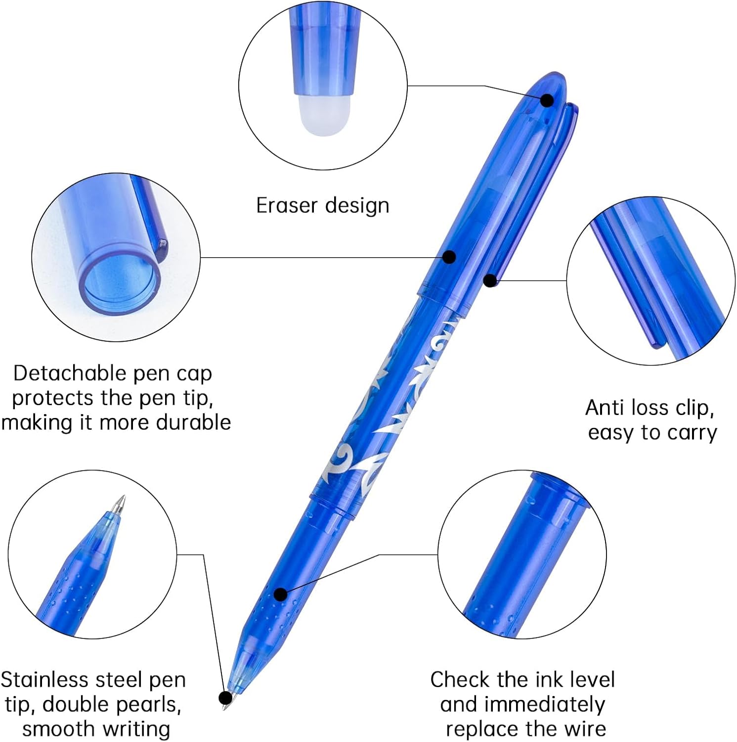 Stylos à Bille Effaçables - Lot de 8 – Image 3