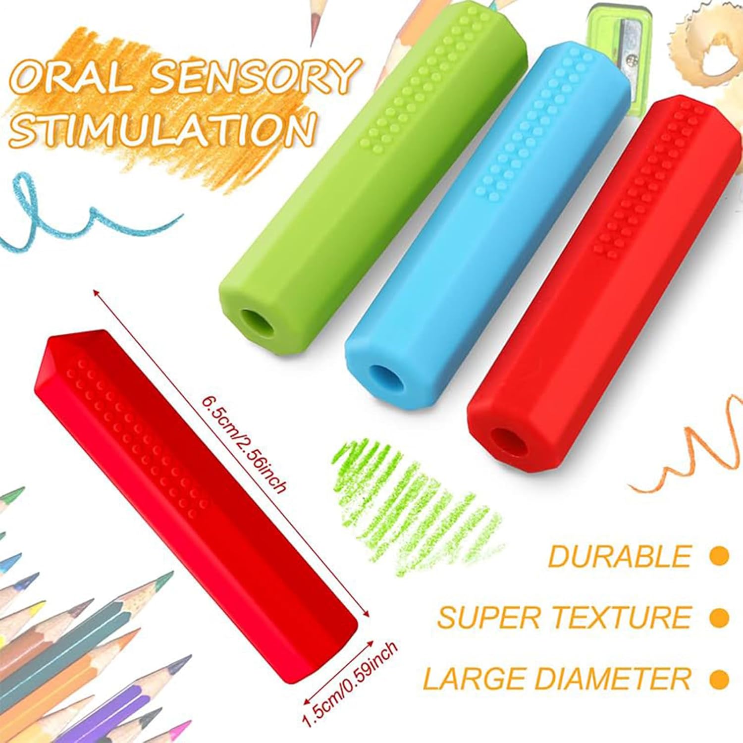 6 Crayons Sensoriels Colorés à Mâcher – Image 6