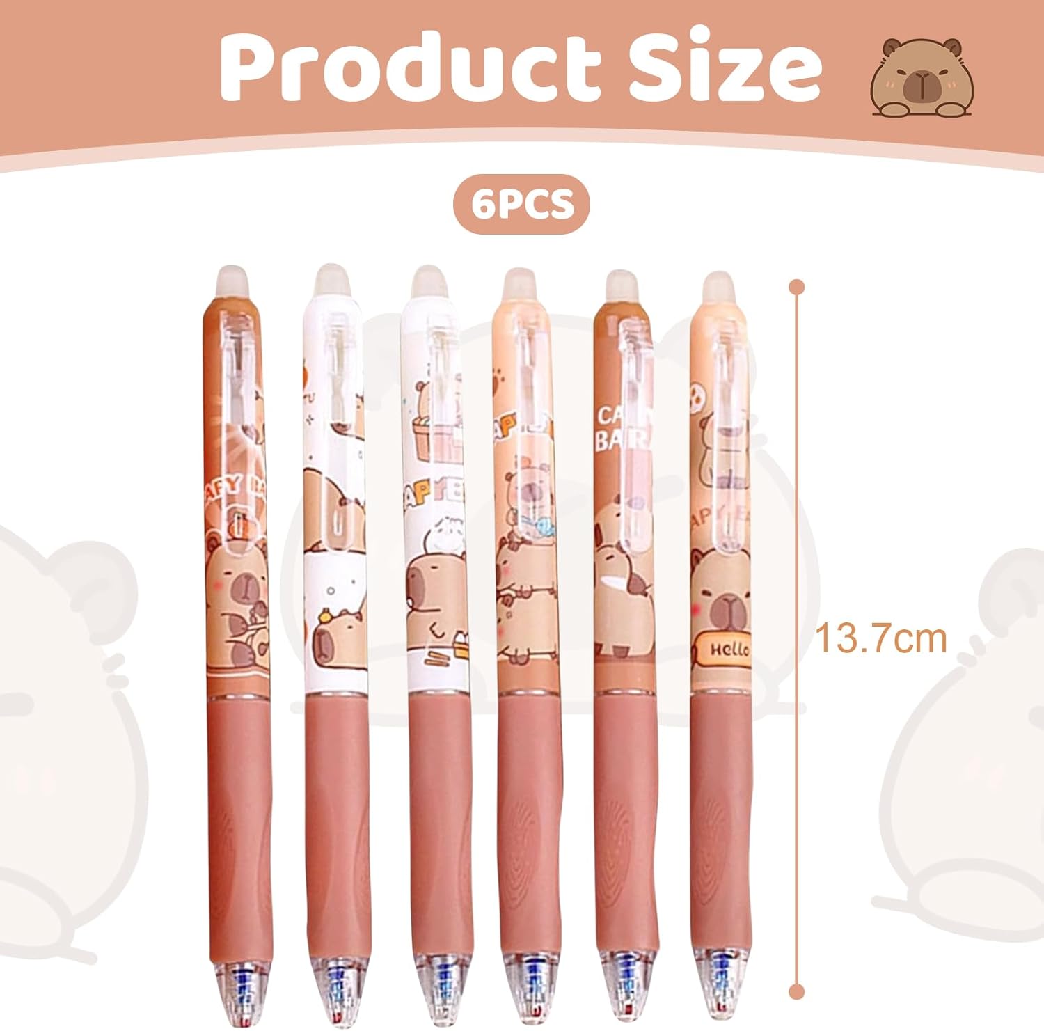Stylos Gel Kawaii Capybara - Lot de 6 – Image 2