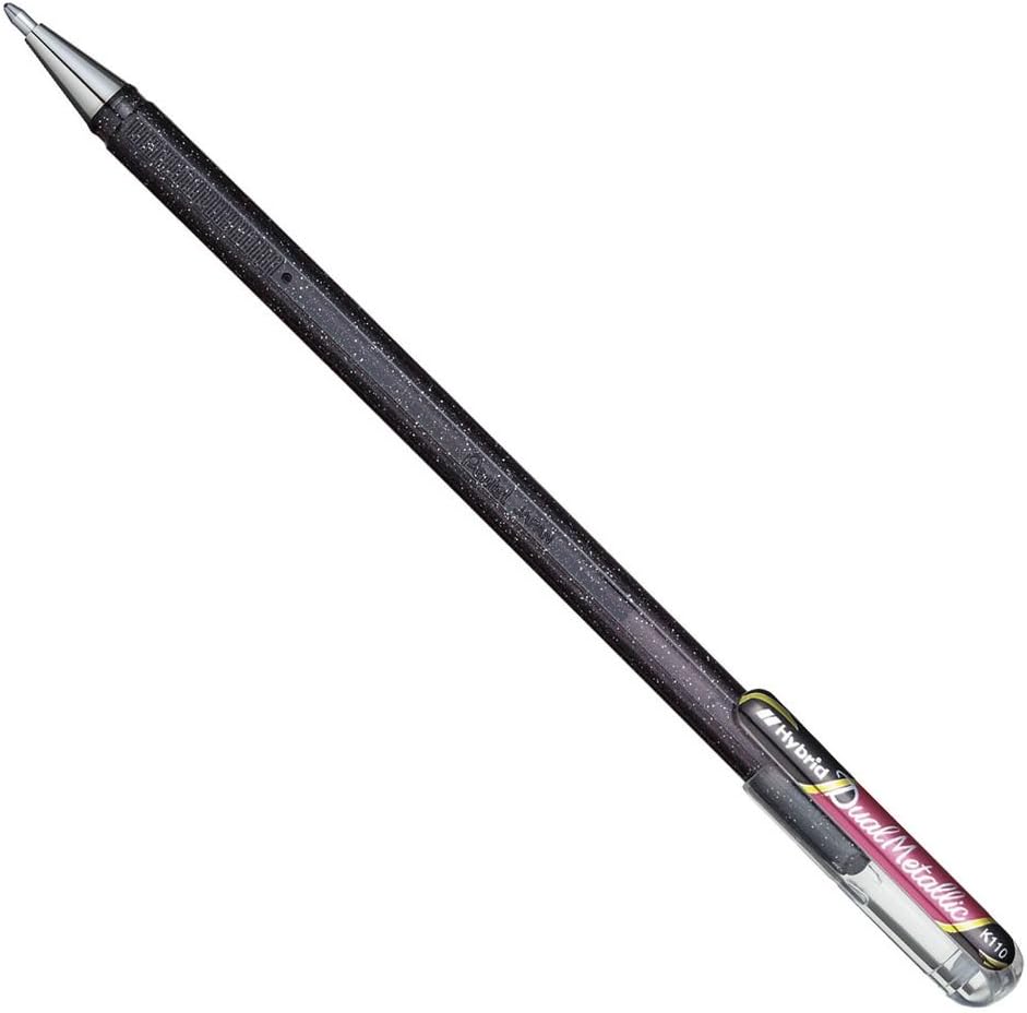Stylo Gel Pailleté Dual Metallic Noir/Rouge – Image 2