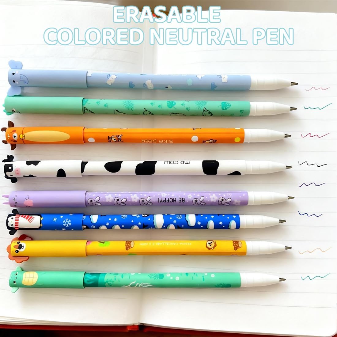 Coffret 8 Stylos Effaçables Animaux 0.5mm – Image 3