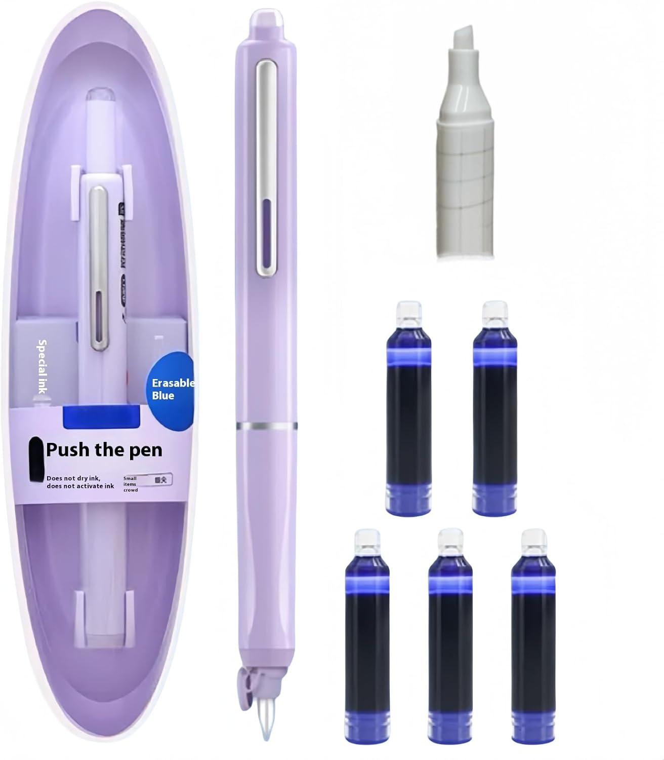 Stylo-Plume Rétractable avec 5 Cartouches Rechargeables