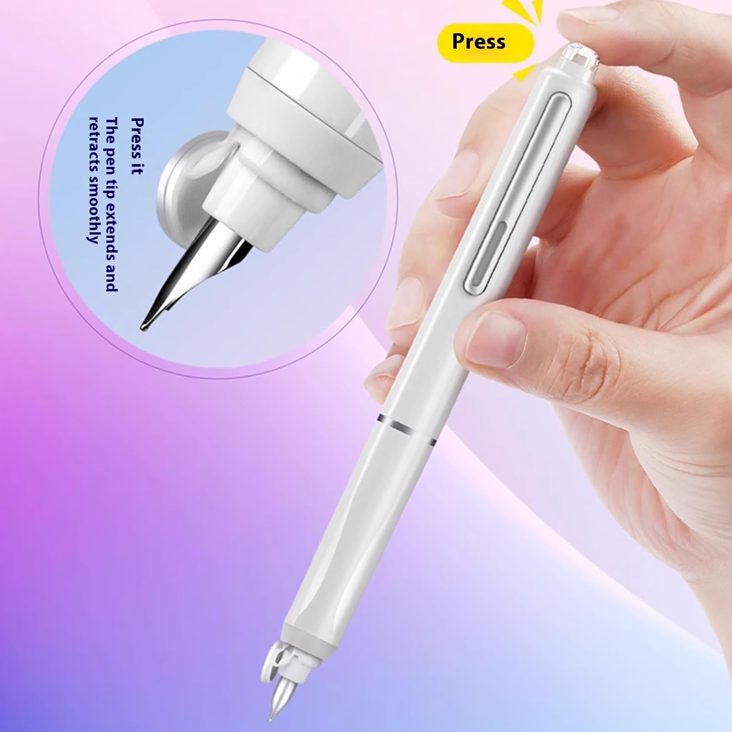 Stylo-Plume Rétractable avec 5 Cartouches Rechargeables – Image 4