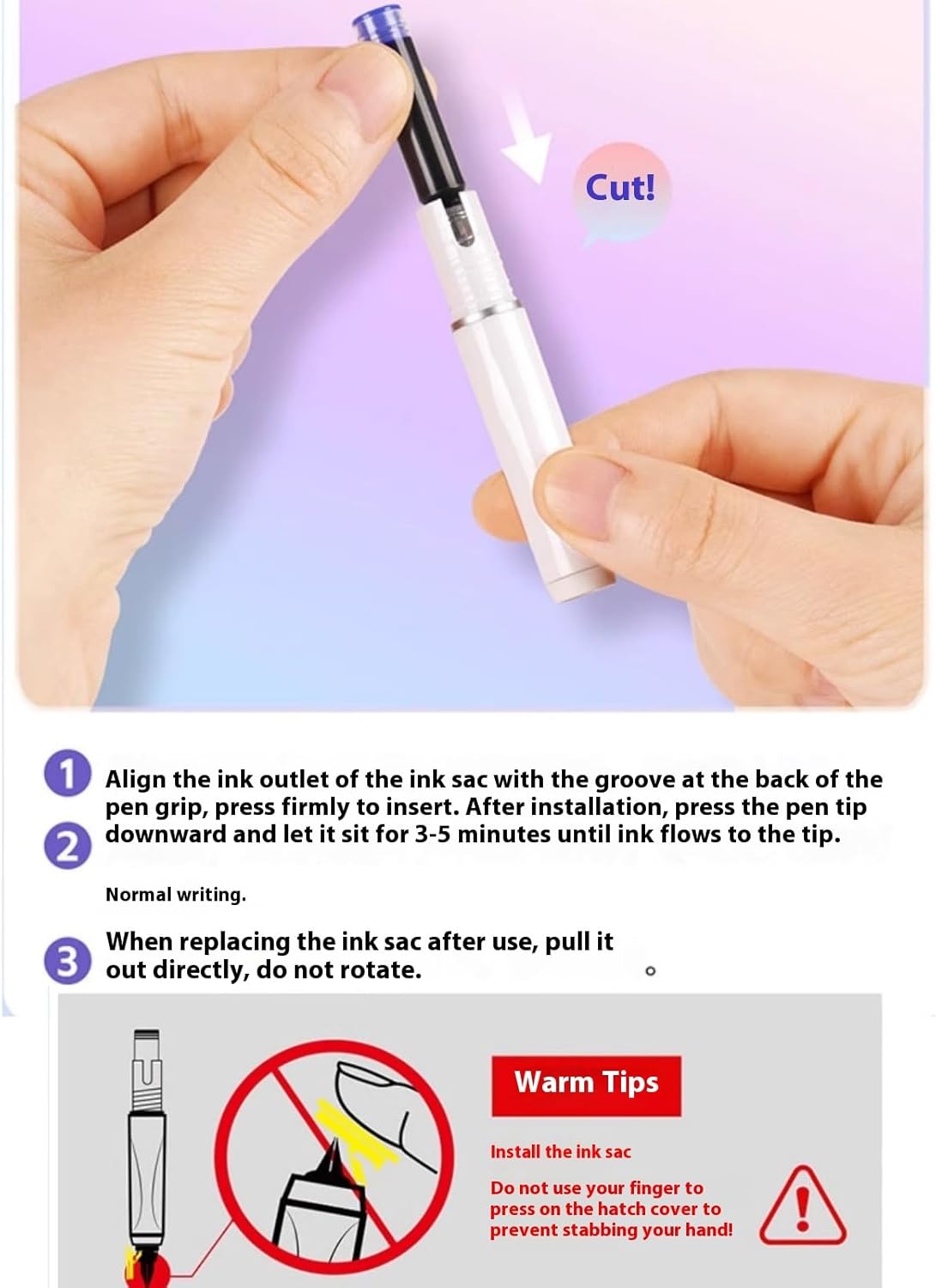 Stylo-Plume Rétractable avec 5 Cartouches Rechargeables – Image 8
