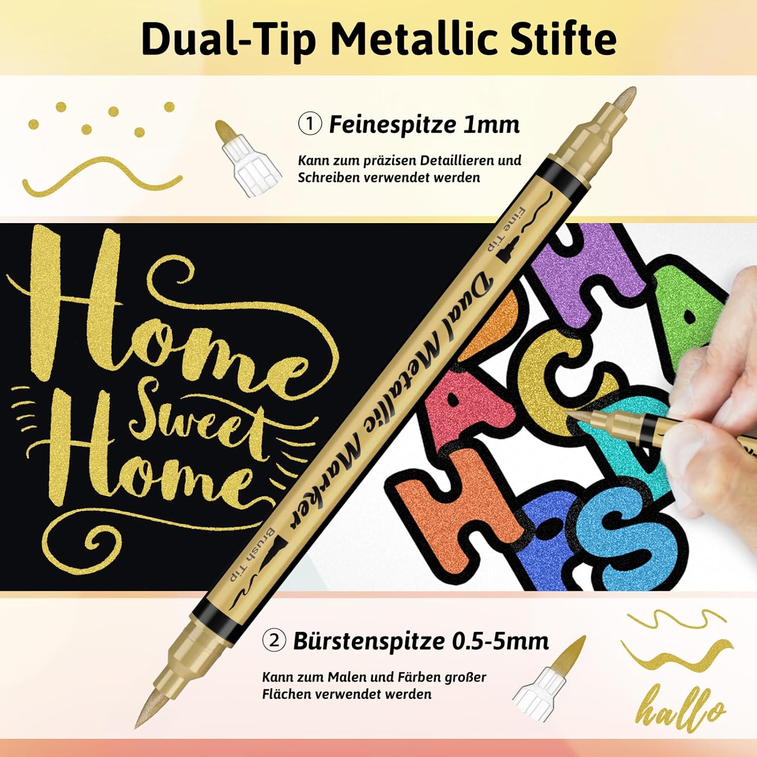 Lot de 12 marqueurs métalliques double pointe – Image 3