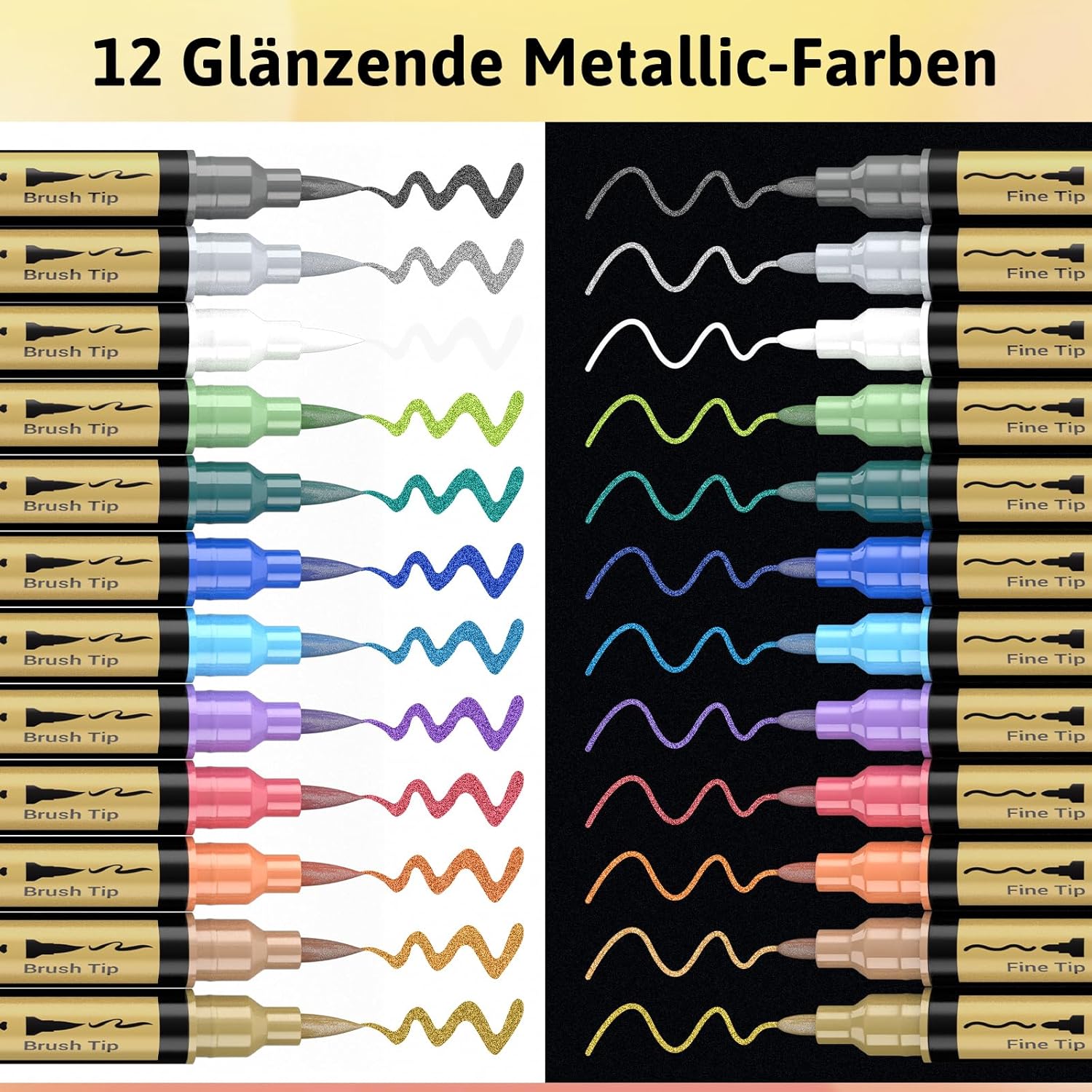 Lot de 12 marqueurs métalliques double pointe – Image 8