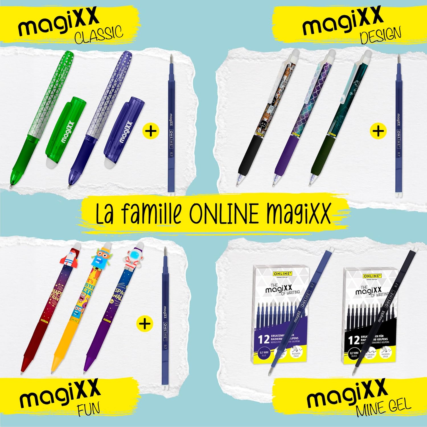 Stylo Gel MagiXX Effaçable - Rechargeable Bleu – Image 7