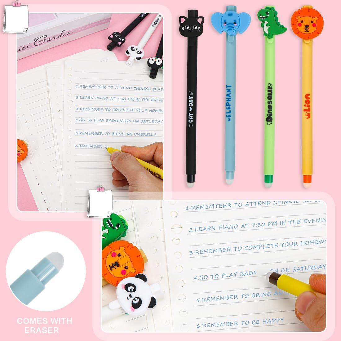 Stylos Gel Effaçables Animaux 0.6mm - 9 Couleurs – Image 3
