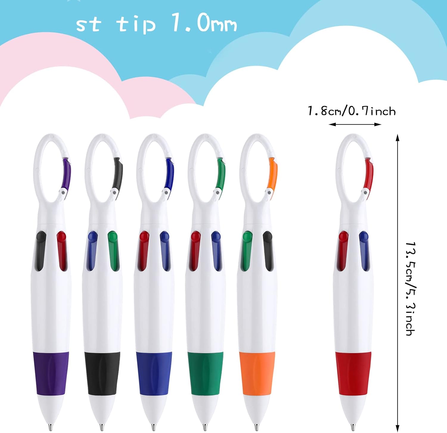 Stylo 4-en-1 TIESOME Multicolore avec Mousqueton – Image 2