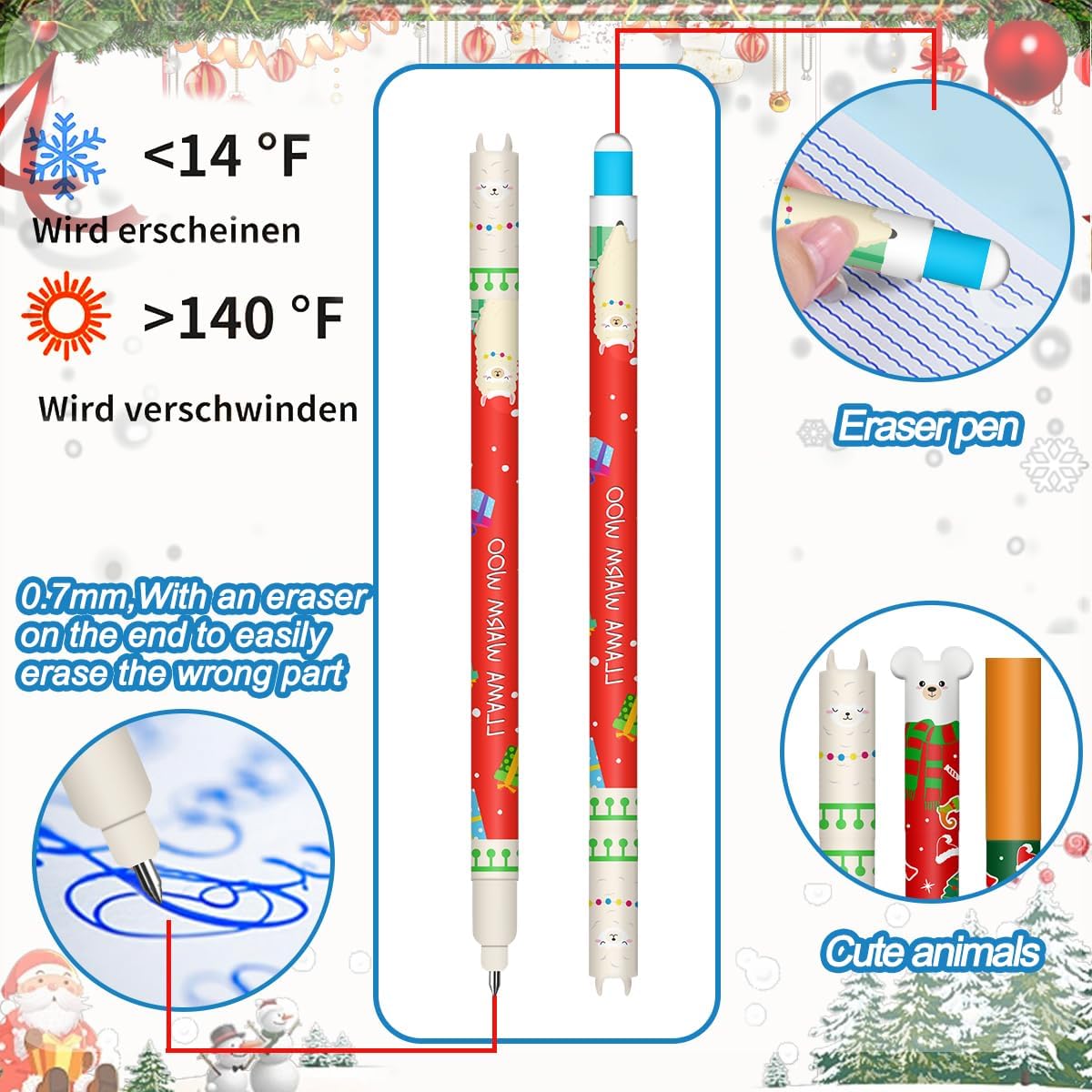 Stylos Gel Effaçables Noël - 12 Couleurs 0,7 mm – Image 5