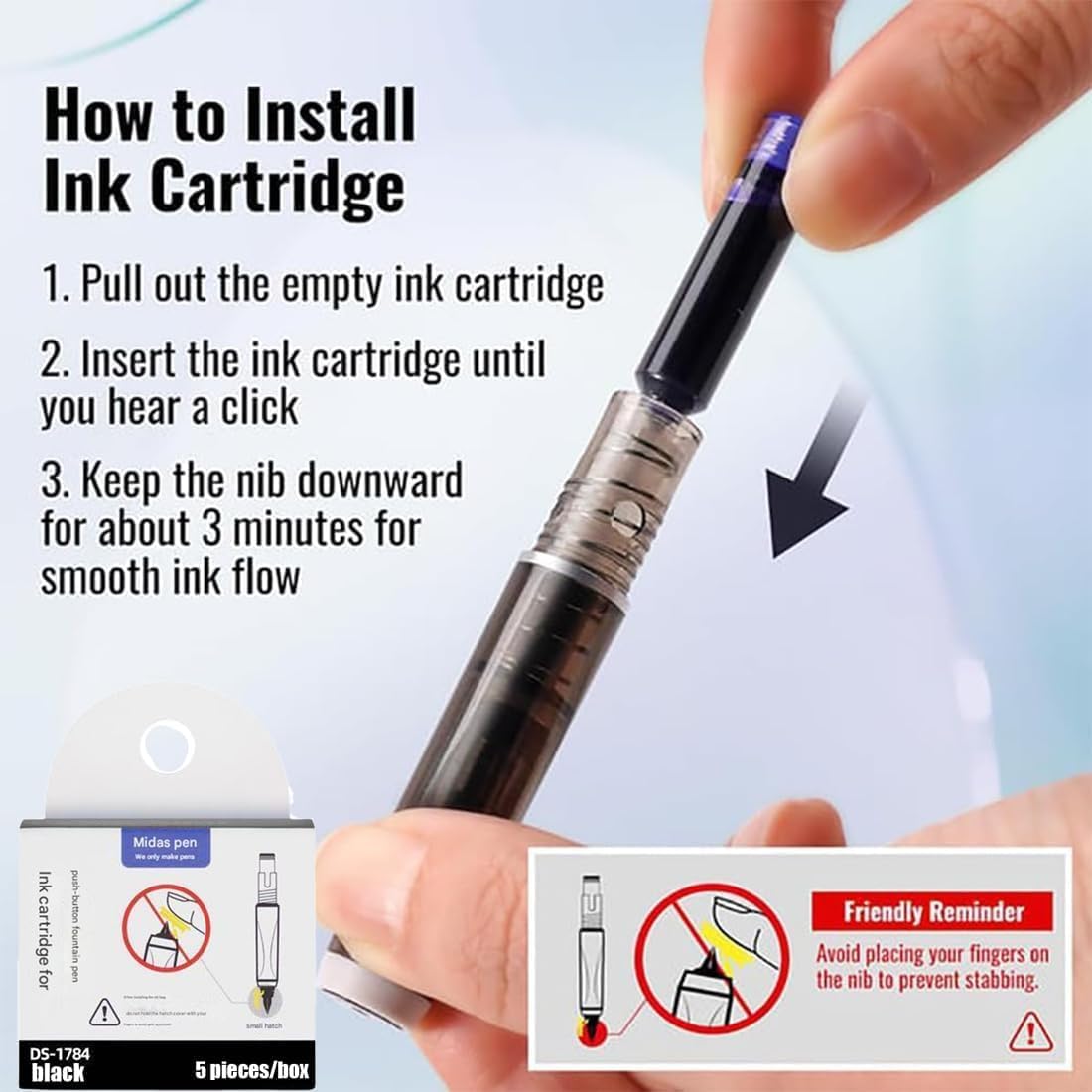 Stylos Plume Rétractables Refill 0.38mm - 5 Cartouches – Image 6