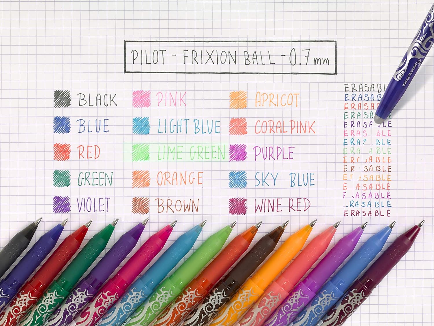 PILOT - 4 Etuis Recharges Stylo Effaçable Noir/Bleu/Rouge/Vert – Image 5
