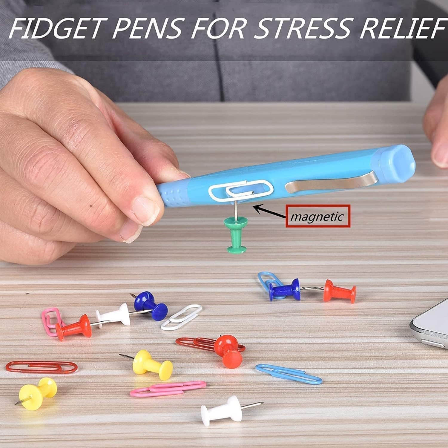 Stylo Anti-Stress Fidget Squishy Bleu – Image 3