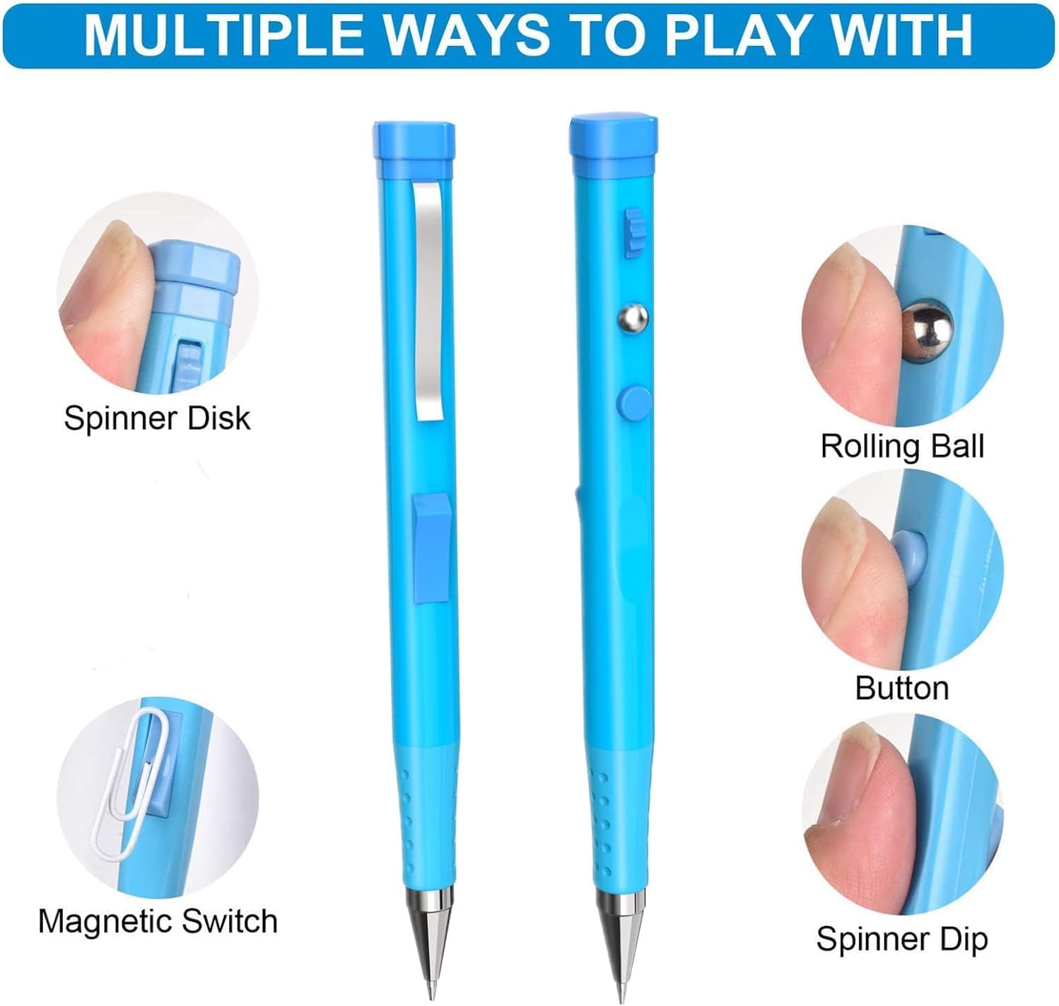 Stylo Anti-Stress Fidget Squishy Bleu – Image 8
