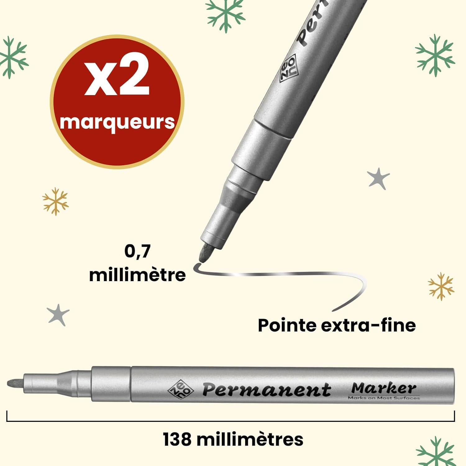 ZENO Lot de 2 Marqueurs Argentés Métalliques – Image 6