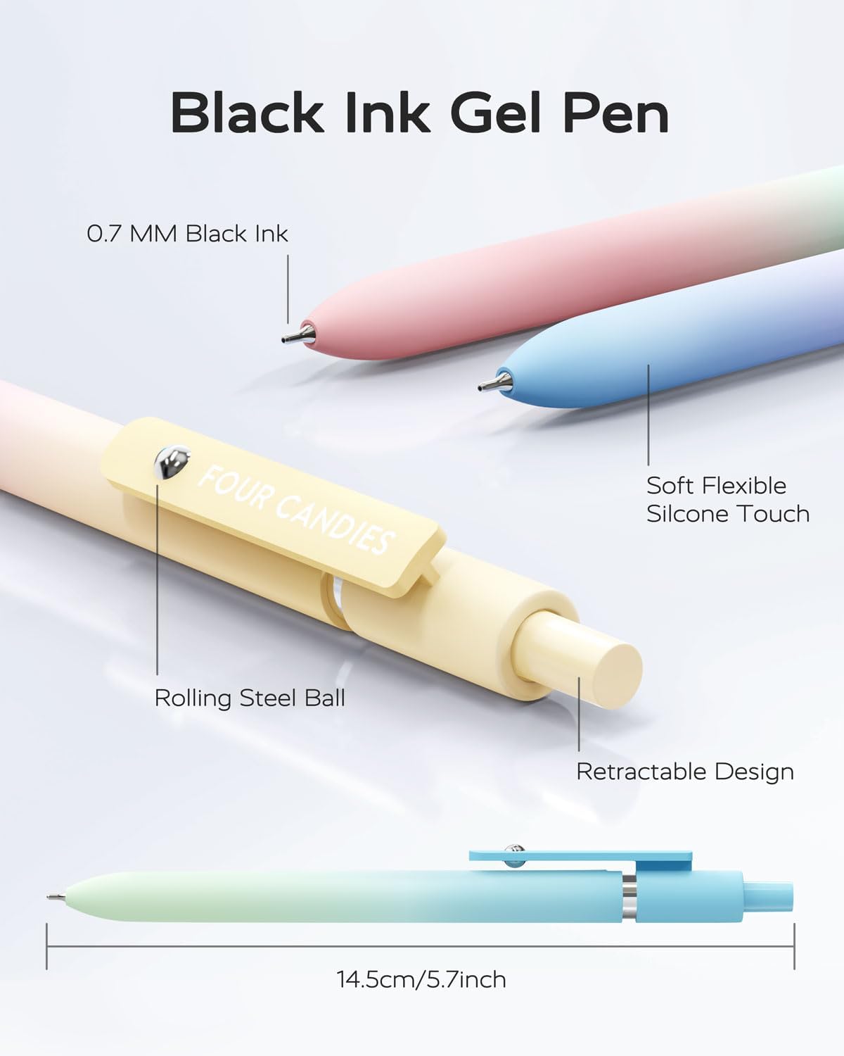 Stylos Gel 5Pcs 0.7mm - Écriture Sèche Rapide – Image 3