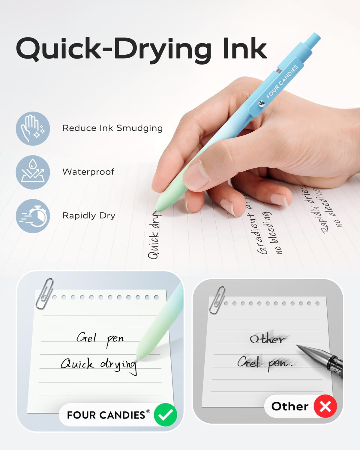Stylos Gel 5Pcs 0.7mm - Écriture Sèche Rapide – Image 4