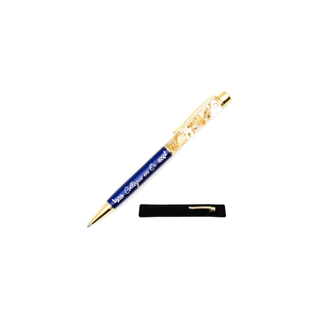 StarMaker Stylo bille gravé « Collègue en Or », bleu profond, étui velours, 1 unité