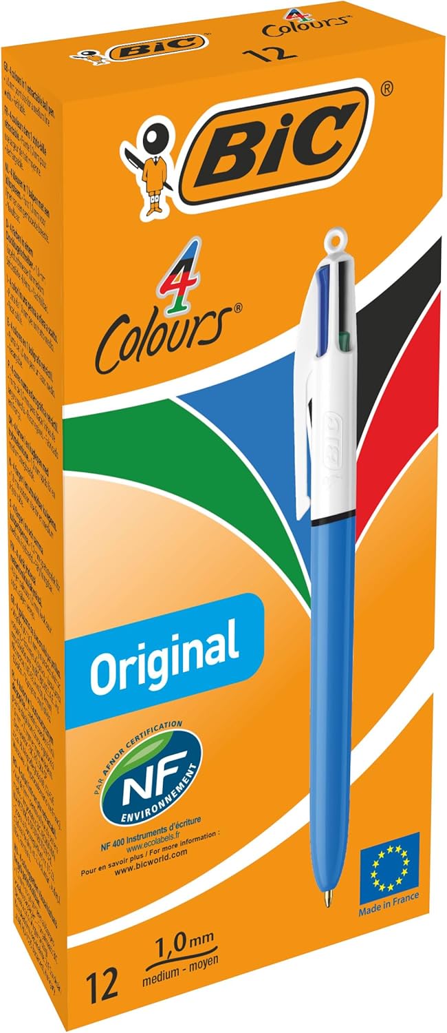 BIC 4 Couleurs Original - Stylos Rétractables (Boîte de 12)