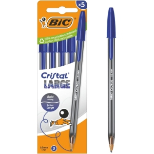 BIC Cristal Large - Stylos-bille Bleus (Pack de 5)