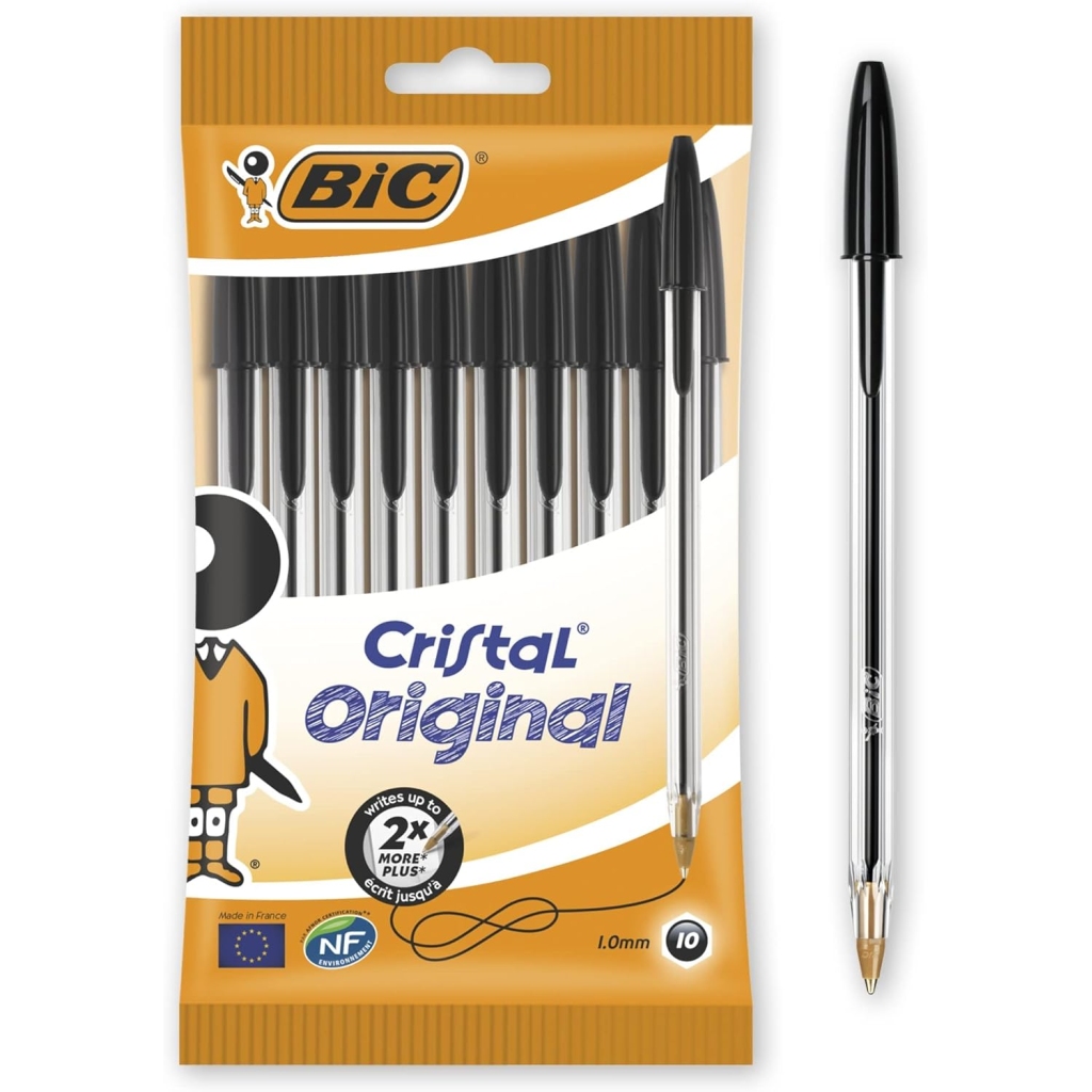 BIC Cristal Original x10 Stylos Bille Noir