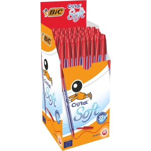 BIC Cristal Soft Stylos-Bille Moyenne 1,2 mm - Box 50 Rouge