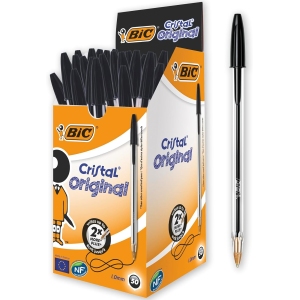BIC Cristal Stylos-Bille Noir - Boîte de 50