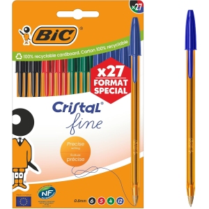 BIC Cristal Stylos-Bille Pointe Fine - Boîte de 27