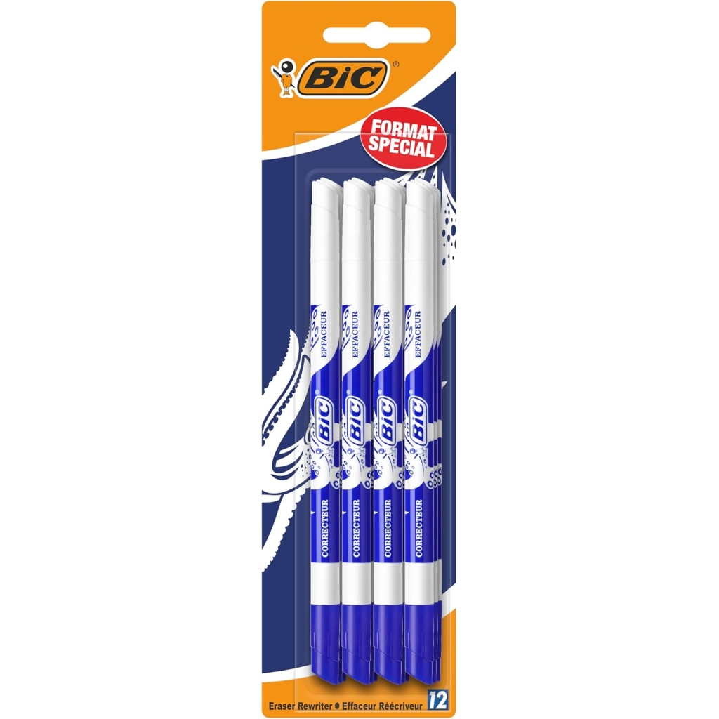 BIC Effaceurs Réécriveurs Bleus x12