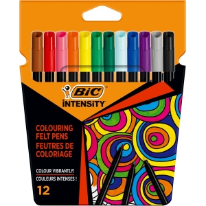 BIC Intensity : Feutres Pointe Fine – Pochette de 12