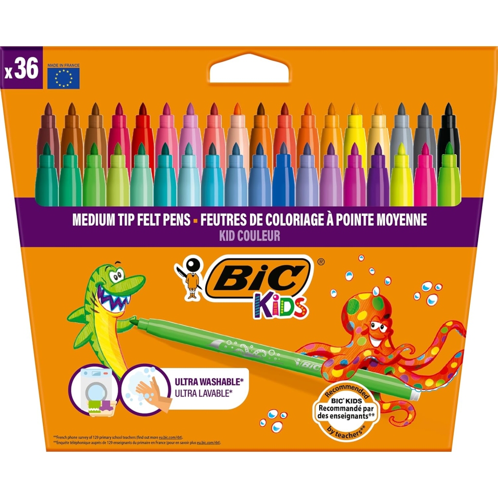 BIC Kids - Feutres Lavables Assortis 36 Couleurs