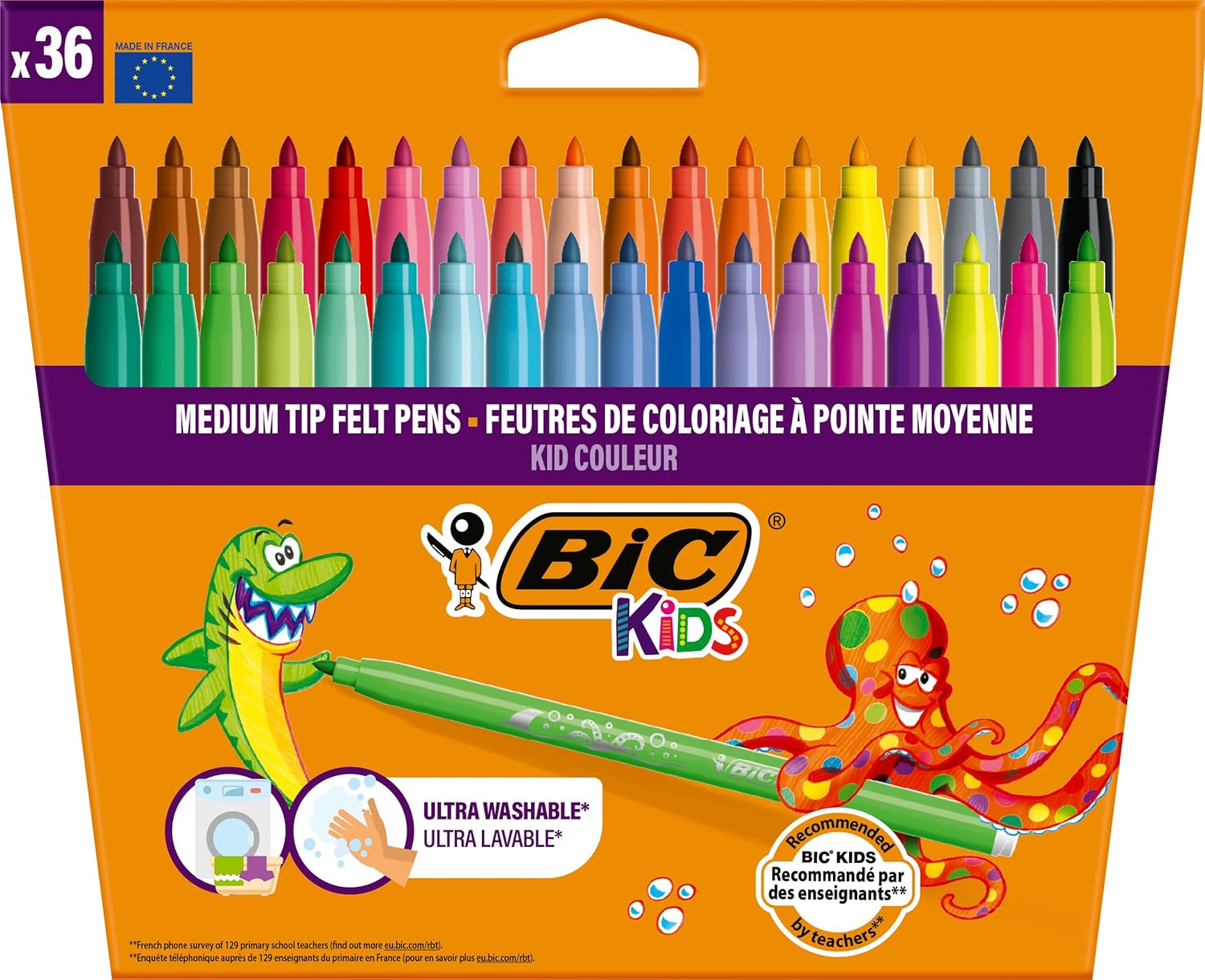 BIC Kids - Feutres Lavables Assortis 36 Couleurs