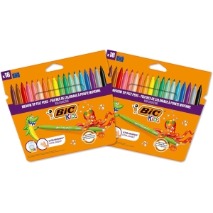 BIC Kids Feutres Lavables Lot de 18 Couleurs