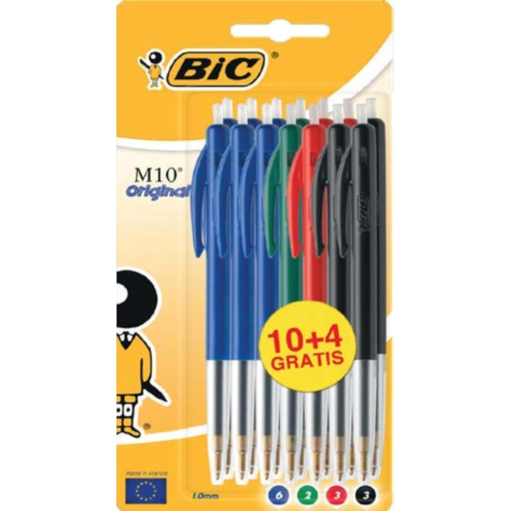 BIC M10 Stylo Bille Assortis - Lot de 14