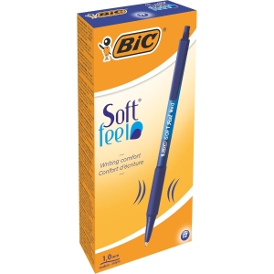 BIC Soft Feel - Stylos Bille Rétractables, Boîte de 12