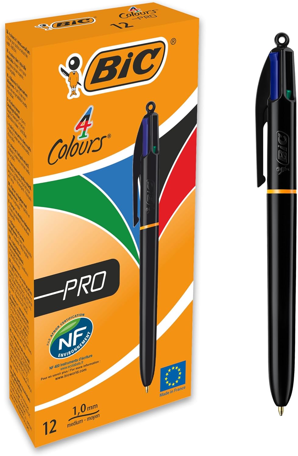 BIC Stylos-Bille 4 Couleurs Assorties - Boîte de 12