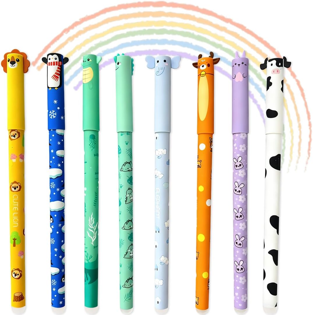 Coffret 8 Stylos Effaçables Animaux 0.5mm