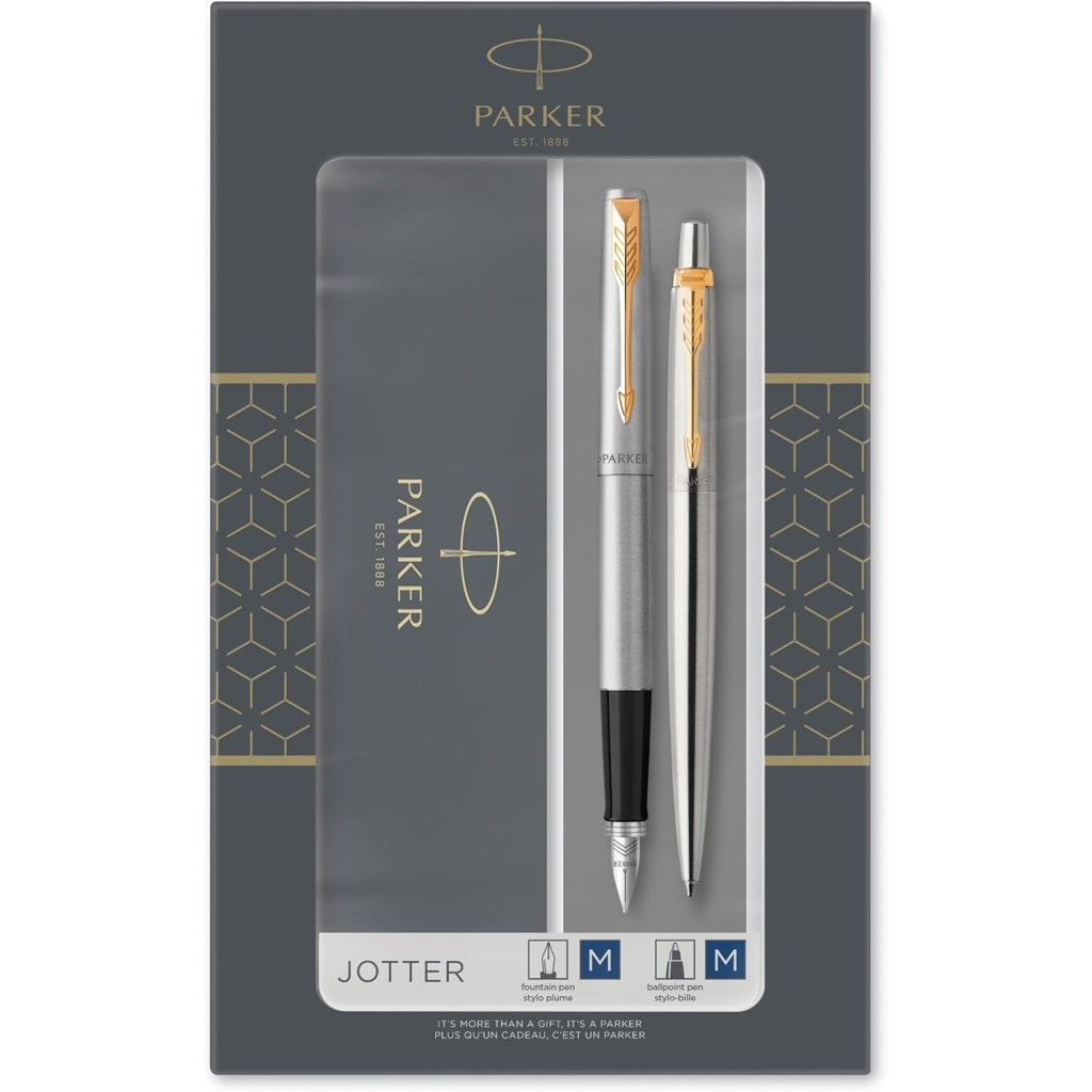 Coffret Cadeau Stylo Parker Jotter Duo Inox Or