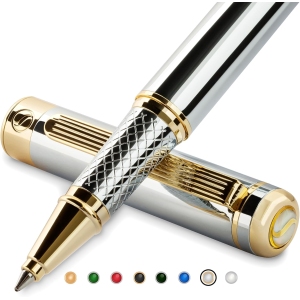 Coffret Stylo Roller Argent Plaqué Or - Cadeau Élégant