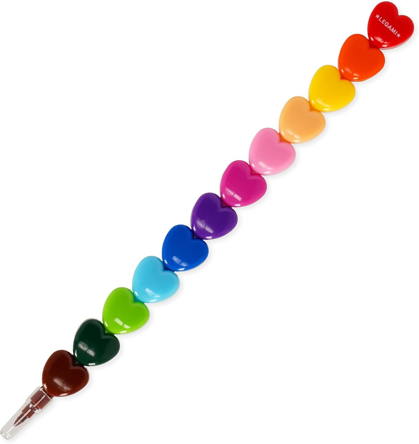 Crayons Empilables en Cœur - 12 Couleurs Pastel