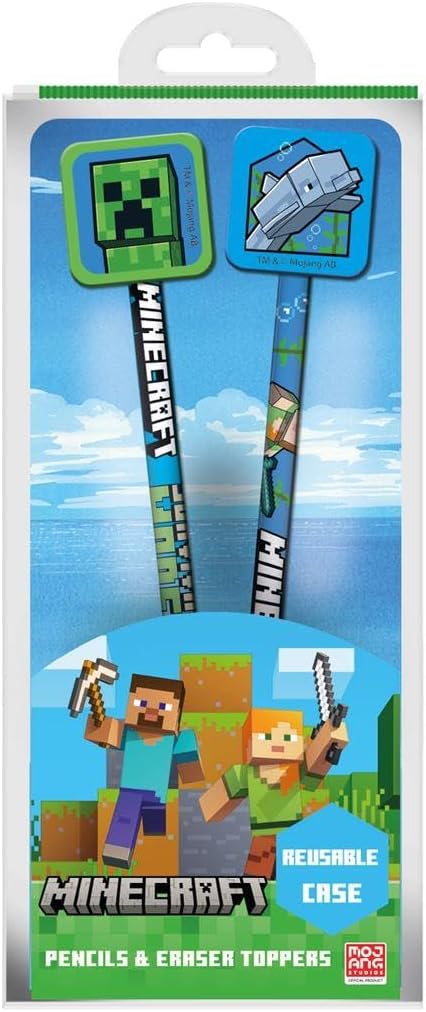 Crayons Minecraft avec Décorations - Lot de 2