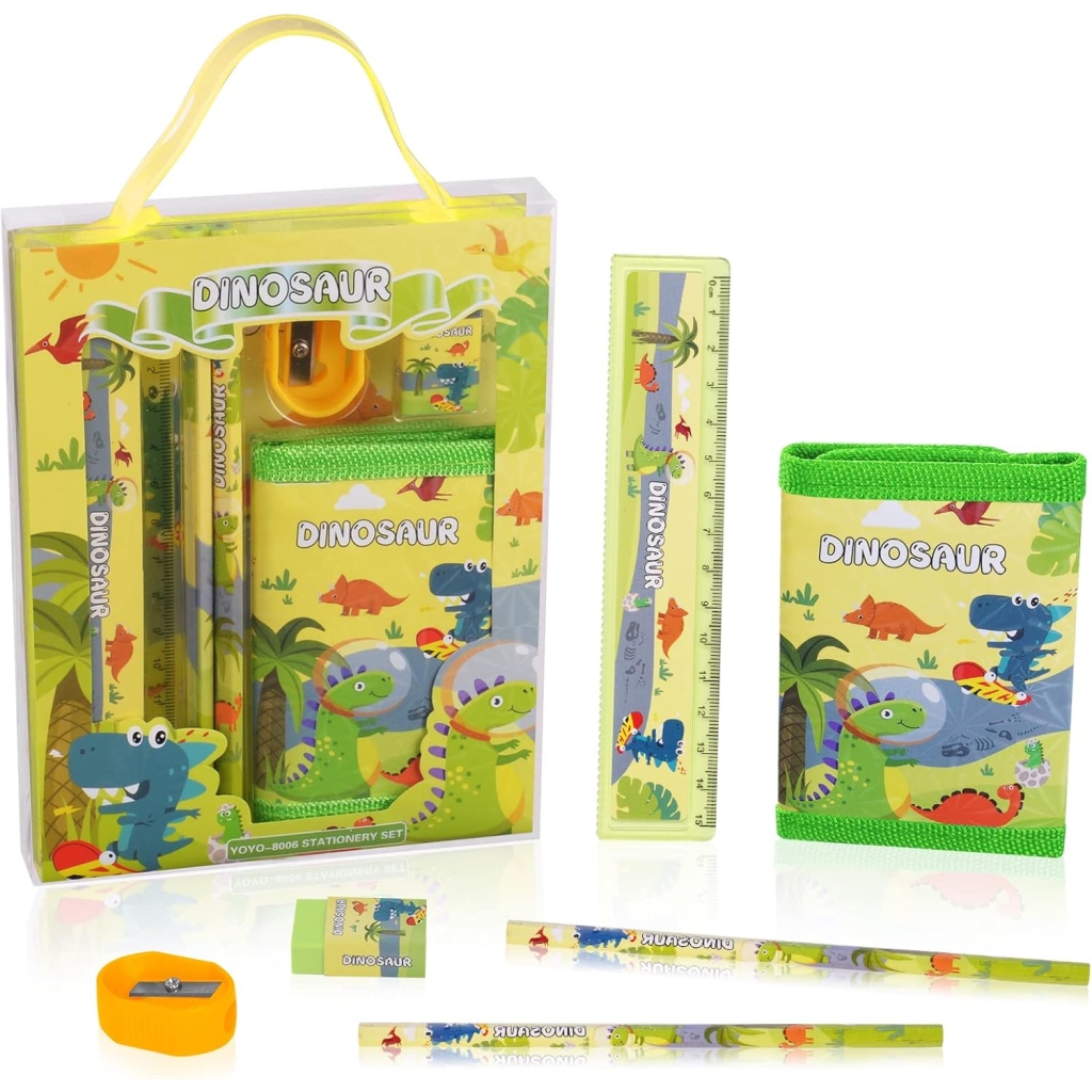 Ensemble Papeterie Dinosaure 6 pcs pour Enfants