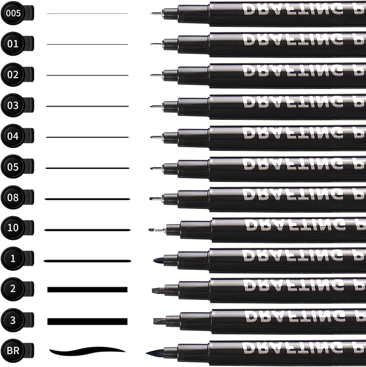 Ensemble de 12 Feutres Noirs Pointe Fine