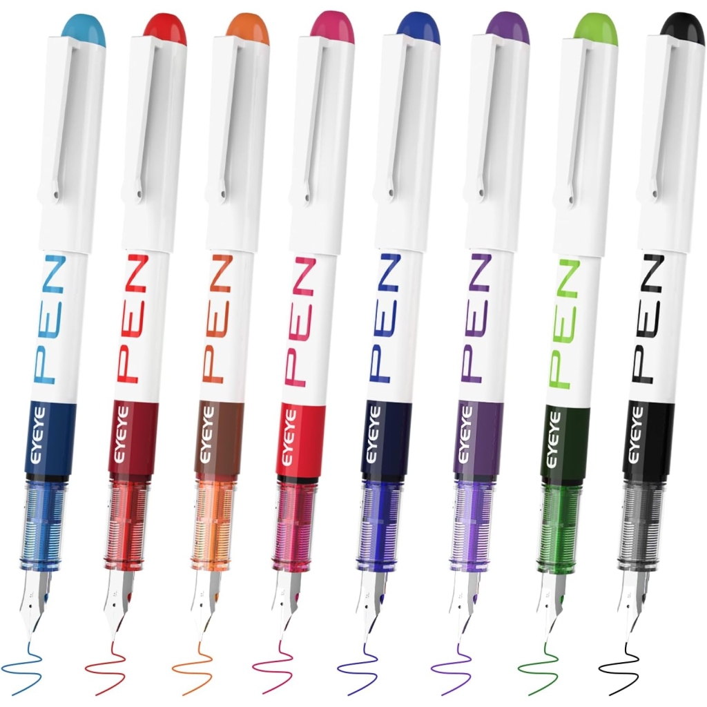 Ensemble de 8 Stylos Plume Jetables Colorés